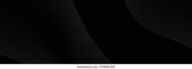 Fondo abstracto geométrico negro 3D superpone la capa en el espacio oscuro con la decoración de líneas de ondas. Concepto moderno minimalista del estilo del recorte del elemento del Diseño gráfico para el Anuncio, el volante, la tarjeta, o la cubierta del folleto