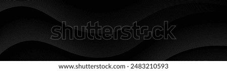 3D black geometric abstract background overlap layer on dark space with waves lines decoration. Minimalist modern graphic design element cutout style concept for banner, flyer, card, or brochure cover