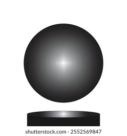 Bola brillante negra 3D aislada sobre fondo blanco. Esfera de forma circular geométrica orbe. Ilustración vectorial de Plantilla para el diseño y la marca guardada en EPS 10.