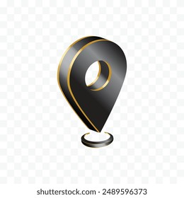 3d Black Gold Location Map Icon Logo Symbol Vector Design Clipart Png Transparent Background