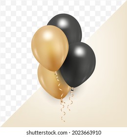 3d black and golden balloon. vector illustration