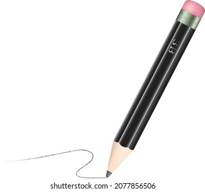 3d black graphite pencil drawing with pink eraser