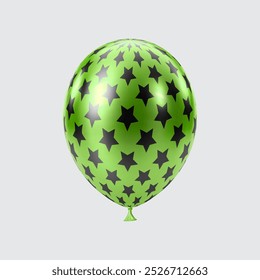 3D Black Green balloon. Realistic glossy balloons. Star pattern. Christmas party, black Friday, birthday and anniversary decoration. Celebration design element.