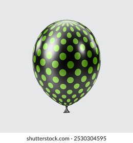 3D Black Green balloon. Realistic glossy balloons. Dot pattern. Christmas party, black Friday, birthday and anniversary decoration. Celebration design element.