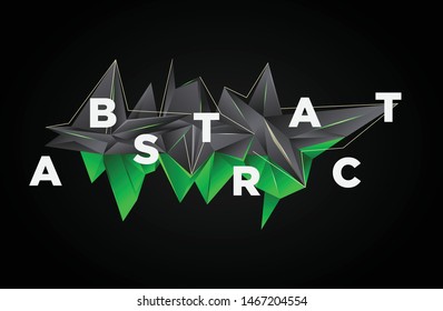 3d Black and Green Polygon Abstract Background