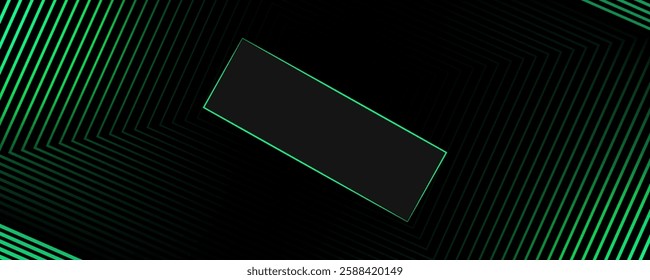 3D black green techno abstract background overlap layer on dark space with glowing lines decoration.