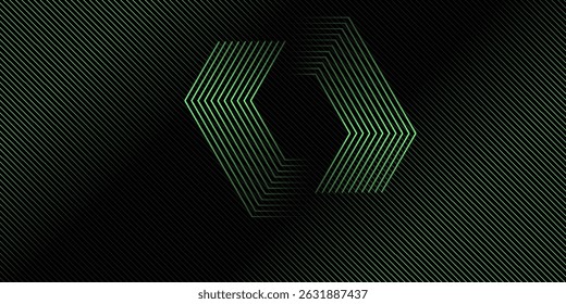 3D black green techno abstract background overlap layer on dark space with glowing lines decoration. eps 10