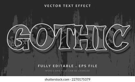 3d Black Grunge Word Gothic Editable Text Effect Design Vorlage. Im Grafikstil gespeicherte Wirkung