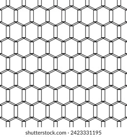 3d línea negra hexagonal cuadrado de patrón o textura sin fisuras.