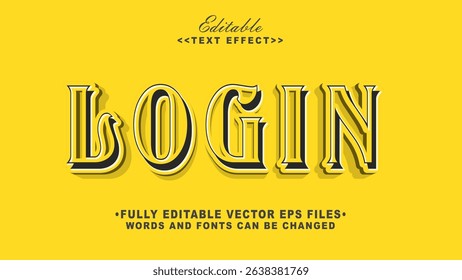 3d black login text effect.typhography logo