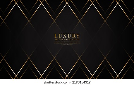 3D black luxury abstract background overlap layers on dark space with golden rhombus effect decoration. Graphic design element elegant style concept for banner, flyer, card, brochure, or landing page