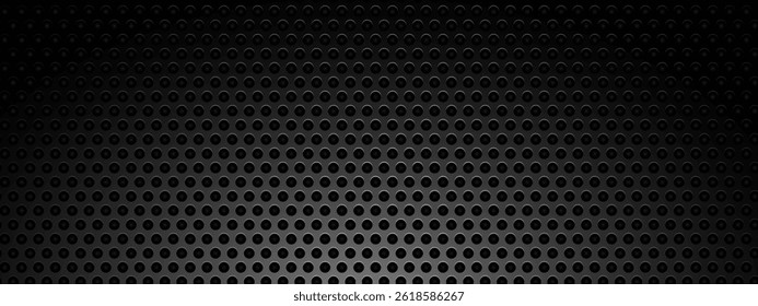 Fundo de aço de textura de metal preto 3D. Chapas perfuradas. Textura metálica preta realista