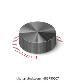 3D black metallic volume regulator. Isometric vector illustration.