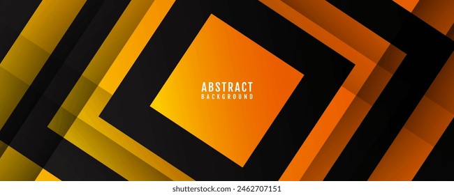 Fondo abstracto negro 3D naranja capa de superposición en el espacio oscuro con decoración de recorte. Elemento de Diseño gráfico moderno con colores de contraste concepto de estilo para Anuncio de Web, volante, tarjeta, cubierta o folleto