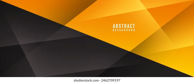 3D black orange abstract background overlap layer on dark space with cutout decoration. Modern graphic design element with contrast colors style concept for web banner, flyer, card, cover, or brochure