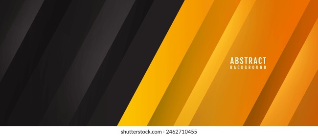 3D black orange abstract background overlap layer on dark space with cutout decoration. Modern graphic design element with contrast colors style concept for web banner, flyer, card, cover, or brochure