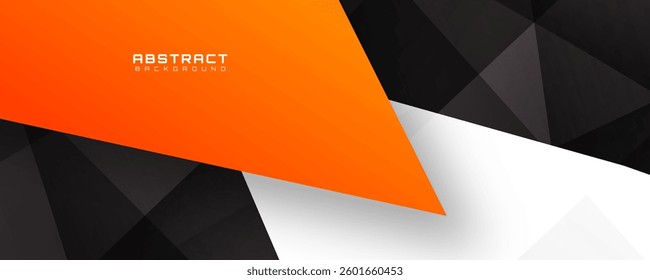 3D black orange abstract background overlap layer on bright space with polygon effect decoration. Modern graphic design element cutout style concept for web banner, flyer, card, or brochure cover