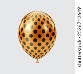 3D Black Orange balloon. Realistic glossy balloons. Dot pattern. Christmas party, black Friday, birthday and anniversary decoration. Celebration design element.