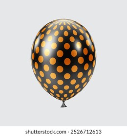 3D Black Orange balloon. Realistic glossy balloons. Dot pattern. Christmas party, black Friday, birthday and anniversary decoration. Celebration design element.