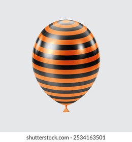 3D Black Orange balloon. Realistic glossy balloons. Strip pattern. Christmas party, black Friday, birthday and anniversary decoration. Celebration design element.