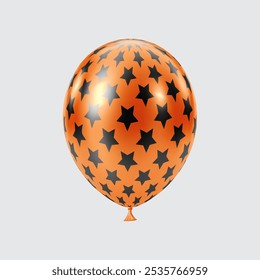 Globo naranja negro 3D. Globos brillantes realistas. Patrón de estrella. Fiesta de Navidad, viernes negro, cumpleaños y decoración de aniversario. Elemento de diseño de celebración.