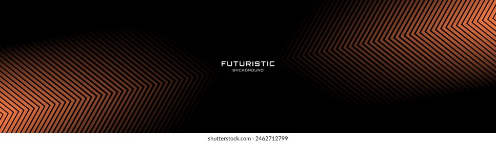 3D black orange techno abstract background overlap layer on dark space with glowing lines decoration. Modern graphic design element arrows style concept for web, poster, flyer, card, or brochure cover