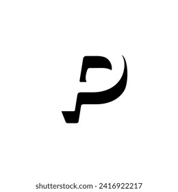 3d black P letter vector logo design