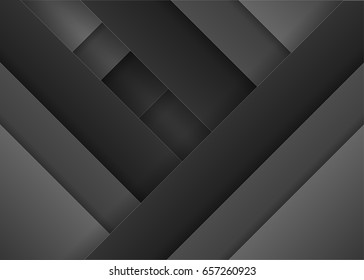 3D black paper layers abstract vector background with space for text and message modern artwork design. Paper art concept