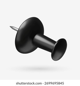 Pin de papel negro 3D en perspectiva. Elemento de Vector realista