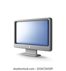 3d black PC monitor with empty screen isolated. Render computer LCD display mock up with blank screen. Flat tv icon. Technology concept. 3D rendering. Minimal vector illustration