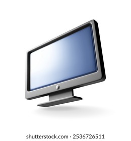 3d black PC monitor with empty screen isolated. Render computer LCD display mock up with blank screen. Flat tv icon. Technology concept. 3D rendering. Minimal vector illustration