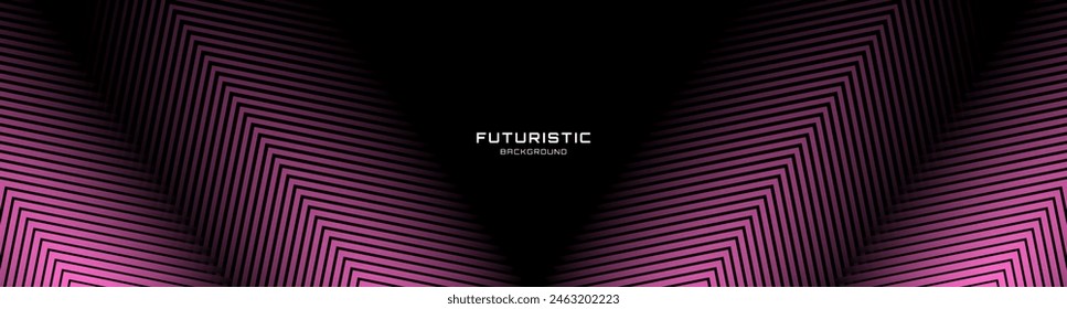 3D black pink techno abstract background overlap layer on dark space with glowing lines decoration. Modern graphic design element arrows style concept for web, poster, flyer, card, or brochure cover