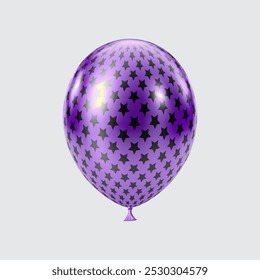 3D Black Purple balloon. Realistic glossy balloons. Star pattern. Christmas party, black Friday, birthday and anniversary decoration. Celebration design element.