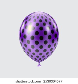 3D Black Purple balloon. Realistic glossy balloons. Dot pattern. Christmas party, black Friday, birthday and anniversary decoration. Celebration design element.