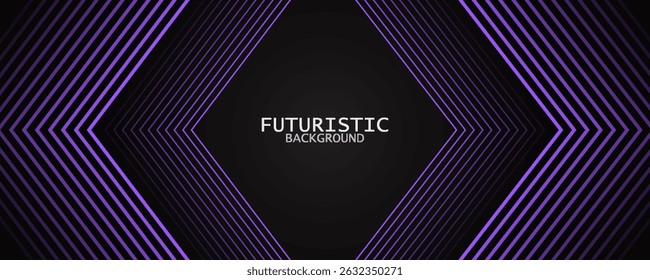 Fondo abstracto techno púrpura negro 3D se superpone a la capa en el espacio oscuro con las líneas de las flechas efecto decoración. Concepto moderno del estilo de las rayas del elemento de Diseño gráfico para el Web, el volante, la tarjeta, o la cubierta del folleto