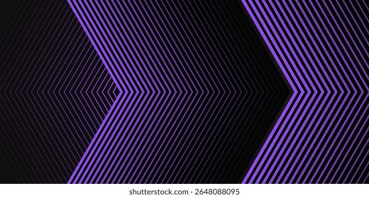 3D black purple techno abstract background overlap layer on dark space with arrows lines effect decoration. Modern graphic design element stripes. vector background