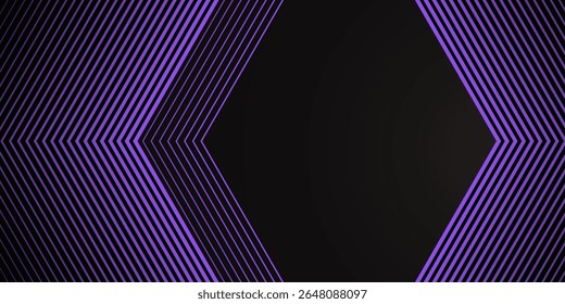 Fondo abstracto techno púrpura negro 3D se superpone a la capa en el espacio oscuro con las líneas de las flechas efecto decoración. Rayas de elemento de Diseño gráfico moderno. fondo de Vector