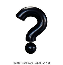 3d black question mark. Faq problem solution symbol. Vector illustration on isolated background.