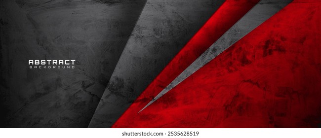 3D black red rough grunge abstract background overlap layer on dark space with sharp lines decoration. Modern graphic design element cutout style concept for web banner, flyer, card, or brochure cover
