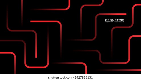 3D black red stripe background overlap layer on dark space. Glowing lines shape effect decoration. Modern graphic design element future techno style concept for banner, flyer, card cover, or brochure