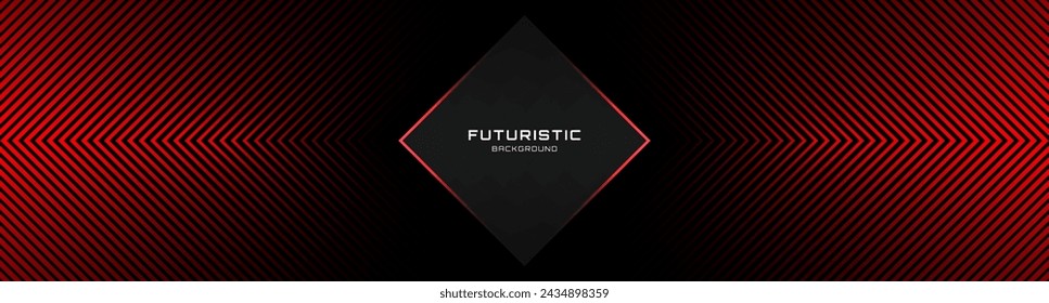 3D black red techno abstract background overlap layer on dark space with glowing lines decoration. Modern graphic design element rhombus style concept for web, poster, flyer, card, or brochure cover