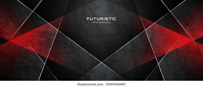 3D preto áspero grunge abstrato fundo sobrepor camada no espaço escuro com decoração efeito de luz vermelha. Conceito de estilo de recorte de elemento de design gráfico moderno para banner web, folheto, cartão ou capa de brochura