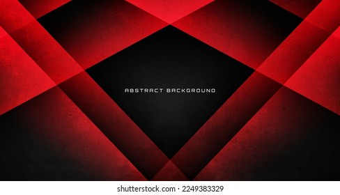 Capa de solapamiento de fondo abstracto de tecno de color negro áspero 3D sobre el espacio oscuro con decoración de luz roja. Diseño gráfico moderno concepto de corte de elementos para banner, volante, tarjeta o portada