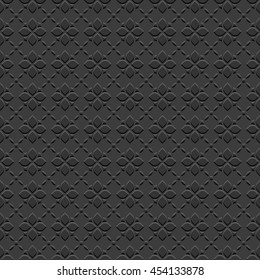 3d Black Seamless Flower Pattern in Oriental style. Abstract Geometric Ornament - East motif . Vector background