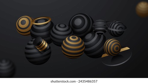 3d black spheres space background vector design in eps 10