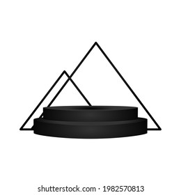 3.ᵉʳ vector de diseño de podio en estadio negro aislado en fondo blanco