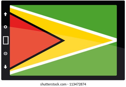 3d Black tabet pc on white background with Guyana flag
