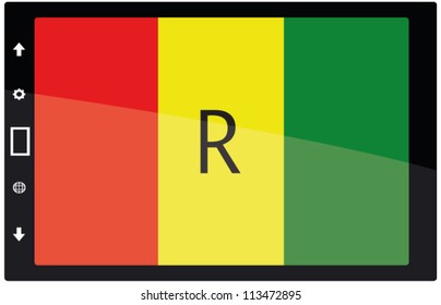 3d Black tabet pc on white background with Rawanda flag