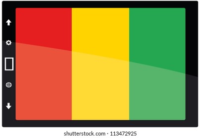 3d Black tabet pc on white background with Guinea flag