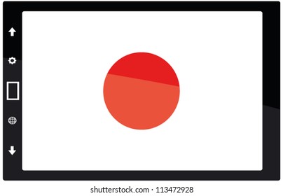 3d Black tabet pc on white background with Japan flag